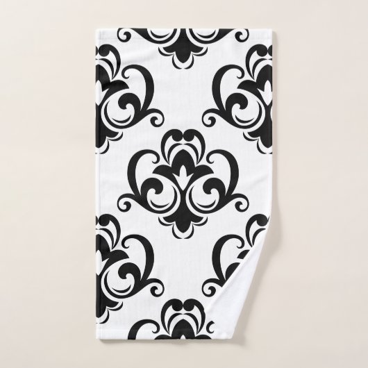 Zwarte en witte Floral Arabesque Bad Handdoek (Handdoek)
