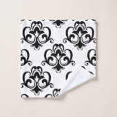 Zwarte en witte Floral Arabesque Bad Handdoek (Wasdoekje)