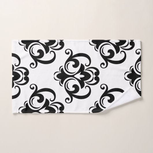 Zwarte en witte Floral Arabesque Bad Handdoek (Handdoek)