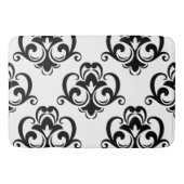 Zwarte en witte Floral Arabesque Badmat (Voorkant)
