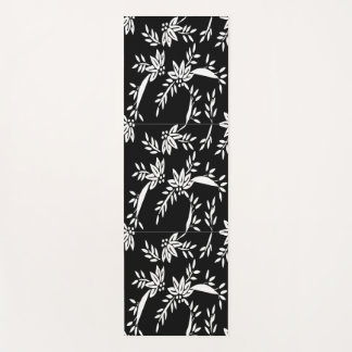 Zwarte en witte Floral Art Deco Stripes Yogamat