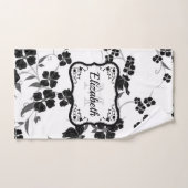 Zwarte en witte Floral Bad Handdoek (Handdoek)