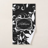 Zwarte en witte Floral Bad Handdoek (Handdoek)
