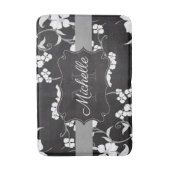 Zwarte en witte Floral Badmat (Voorkant Verticaal)