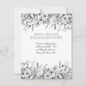 Zwarte en Witte Floral Bridal Shower Invitation Kaart (Voorkant)