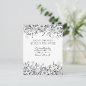 Zwarte en Witte Floral Bridal Shower Invitation Kaart (Staand voorkant)