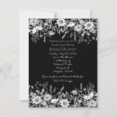 Zwarte en Witte Floral Bridal Shower Invitation Kaart (Achterkant)