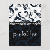 Zwarte en witte Floral Briefkaart (Voorkant)