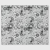 Zwarte en witte Floral Cadeaupapier (Vlak)