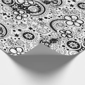 Zwarte en witte Floral Cadeaupapier (Hoek)