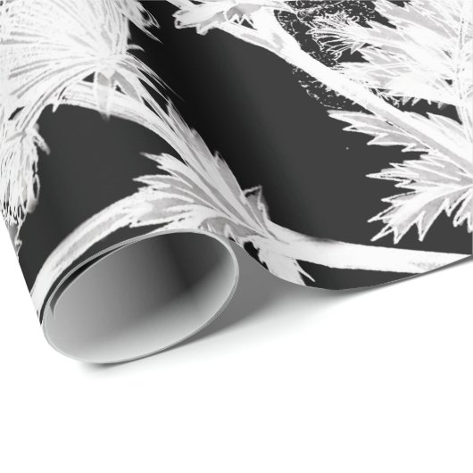 Zwarte en witte Floral Cadeaupapier (Rol Hoek)