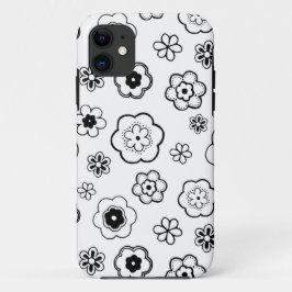 Zwarte en witte Floral Case-Mate iPhone Case