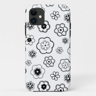 Zwarte en witte Floral Case-Mate iPhone Case