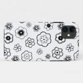 Zwarte en witte Floral Case-Mate iPhone Case (Achterkant (horizontaal))