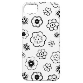 Zwarte en witte Floral Case-Mate iPhone Case