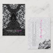 Zwarte en witte Floral Damascus 2 Wedding Planner Visitekaartje (Voorkant / Achterkant)