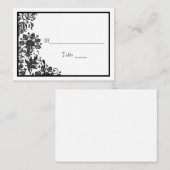 Zwarte en witte Floral Damask | Aangepast vlak Plaatskaartje (Voorkant / Achterkant)