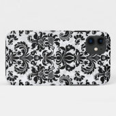 Zwarte en witte Floral Damask Case-Mate iPhone Case (Achterkant (horizontaal))