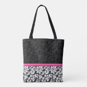 Zwarte en witte  Floral Damask Tote Bag (Achterkant)