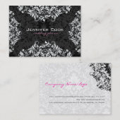 Zwarte en witte Floral Damaskers 3 Wedding Planner Visitekaartje (Voorkant / Achterkant)