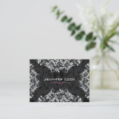 Zwarte en witte Floral Damaskers 3 Wedding Planner Visitekaartje (Staand voorkant)