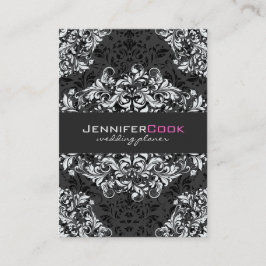 Zwarte en witte Floral Damaskers 3 Wedding Planner Visitekaartje