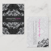 Zwarte en witte Floral Damaskers 3 Wedding Planner Visitekaartje (Voorkant / Achterkant)