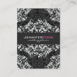 Zwarte en witte Floral Damaskers 3 Wedding Planner Visitekaartje