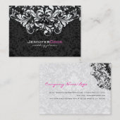 Zwarte en witte Floral Damaskers 4 Wedding Planner Visitekaartje (Voorkant / Achterkant)