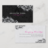 Zwarte en witte Floral Damaskers 4 Wedding Planner Visitekaartje (Voorkant / Achterkant)