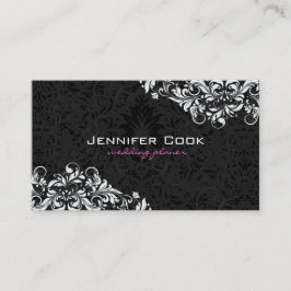 Zwarte en witte Floral Damaskers 4 Wedding Planner Visitekaartje