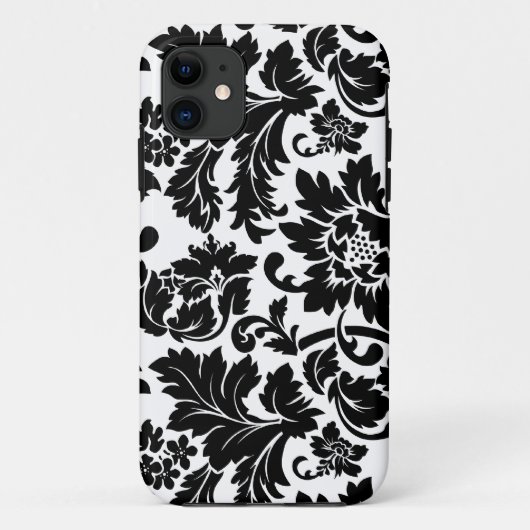 Zwarte en witte  Floral Damaskers Case-Mate iPhone Case (Achterkant)