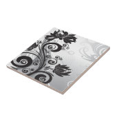 Zwarte en witte Floral Finesse Tegeltje (Zijkant)