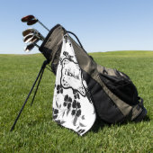 Zwarte en witte Floral Golfhanddoek (Groen)