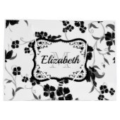 Zwarte en witte Floral Groot Cadeauzakje (Achterkant)
