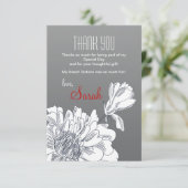 Zwarte en Witte Floral Hartelijk dank Bedankkaart (Staand voorkant)