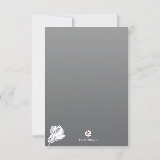 Zwarte en Witte Floral Hartelijk dank Bedankkaart (Achterkant)