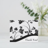 Zwarte en witte Floral Hartelijk dank Bedankkaart (Staand voorkant)