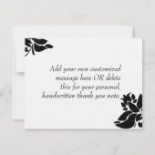 Zwarte en witte Floral Hartelijk dank Bedankkaart (Achterkant)