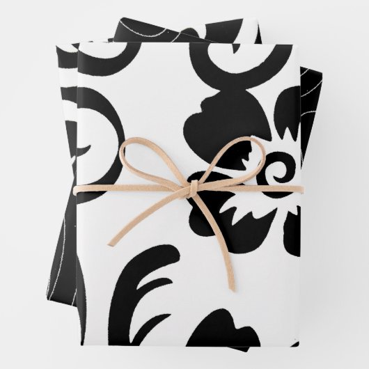 Zwarte en witte Floral Inpakpapier Vel (In situ)