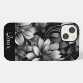 Zwarte en witte Floral iPhone Hoesje (Achterkant horizontaal)