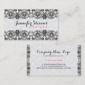 Zwarte en witte Floral  kant 2 Visitekaartje (Voorkant / Achterkant)