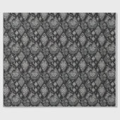 Zwarte en witte Floral kant Cadeaupapier (Vlak)