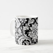 Zwarte en witte Floral Koffiemok (Voorkant links)