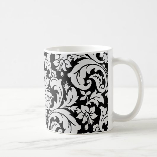 Zwarte en witte Floral Koffiemok (Rechts)