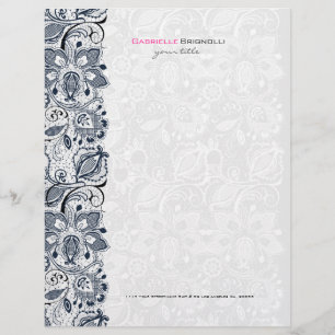 Zwarte en witte  Floral Lace Custom Briefhoofd