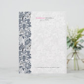 Zwarte en witte  Floral Lace Custom Briefhoofd (Staand voorkant)