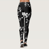 Zwarte en witte Floral Leggings (Achterkant)