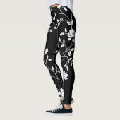Zwarte en witte Floral Leggings (Links)
