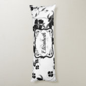 Zwarte en witte Floral Lichaamskussen (Achterkant (Verticaal))